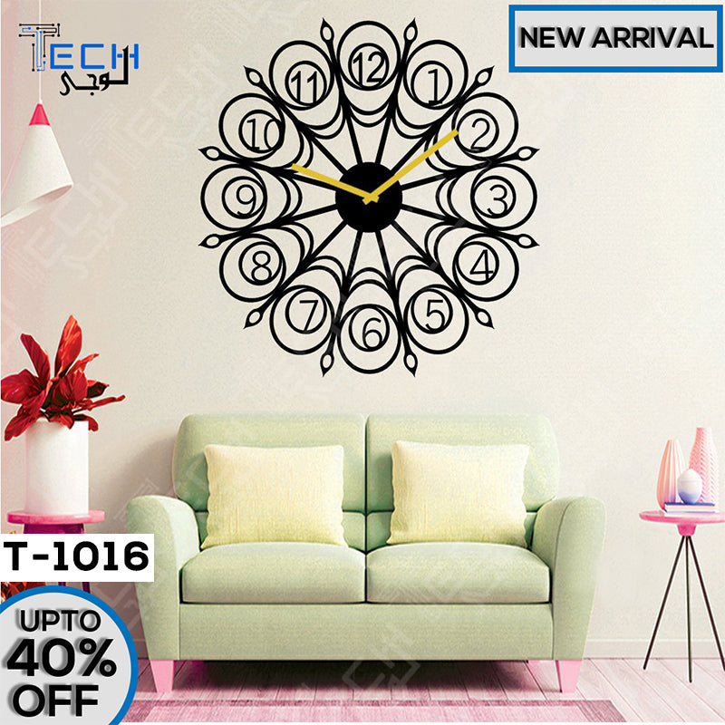 acrylic and wooden wall clock t-1016 flower