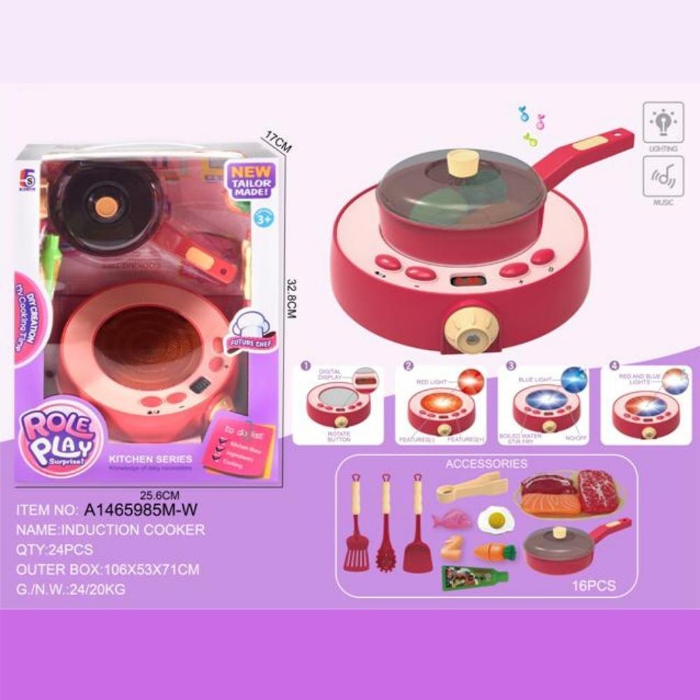 Electric Induction Cooker Toy Mini Home Appliances Kitchen Play Set