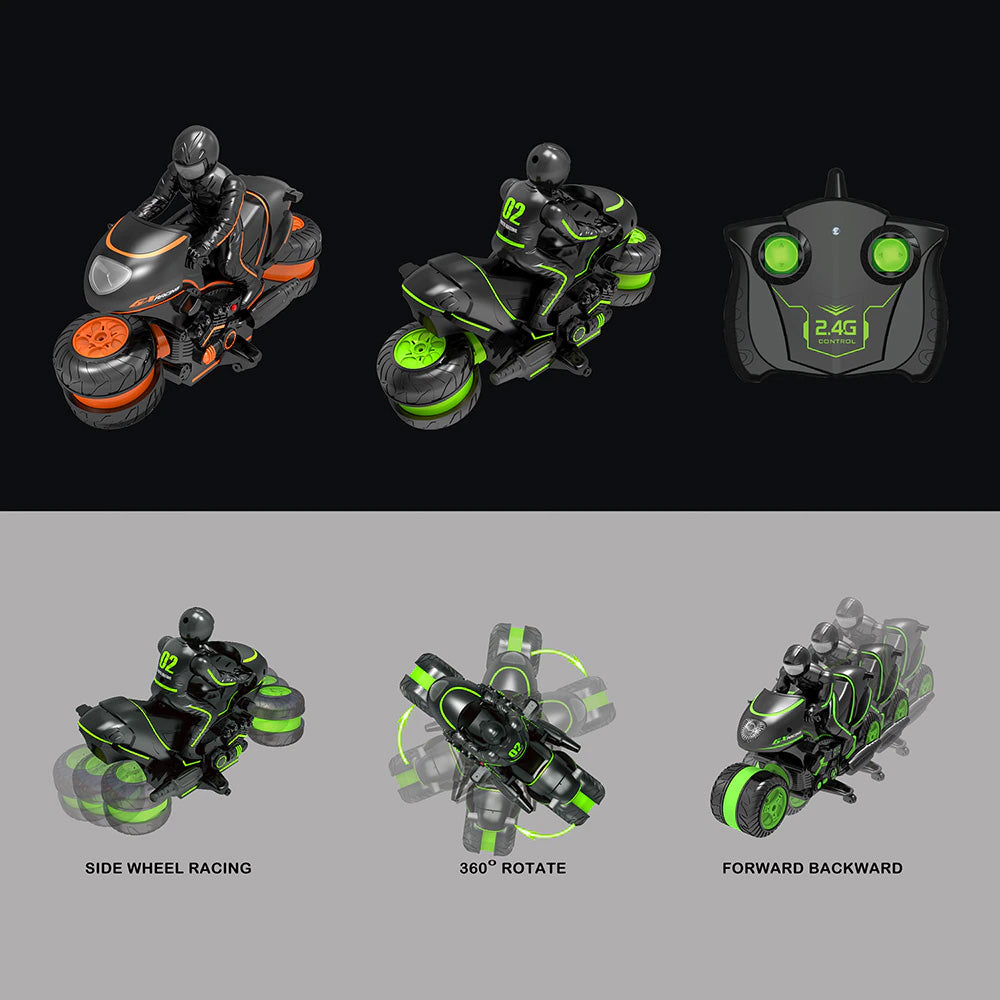 360° Spinning Action Rotating Drift RC Stunt Motorbike