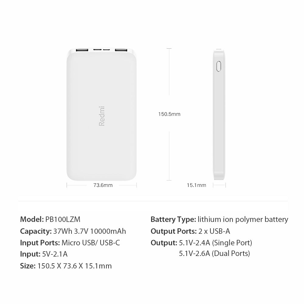 Mi Redmi Power Bank 10000mah - Techlojee