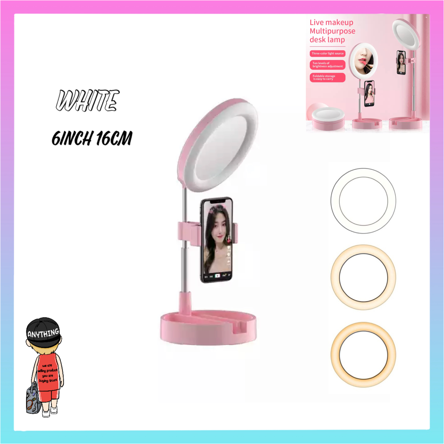 16cm Ring Light Round With 3 Modes - Techlojee