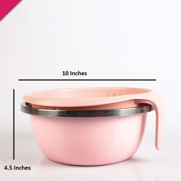 Double Draining Basket In stainless Steel Bowl