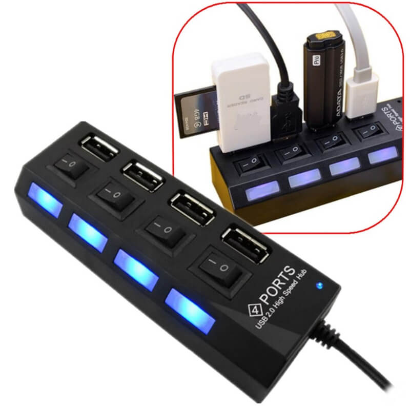 USB Hub 4 Port 2.0 With Button - Techlojee