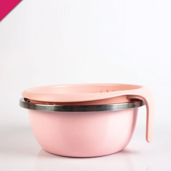 Double Draining Basket In stainless Steel Bowl