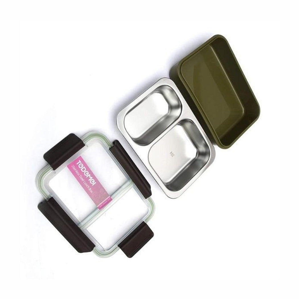 TEDEMEI Stainless Steel Insulated Lunch Box With 2 Compartments