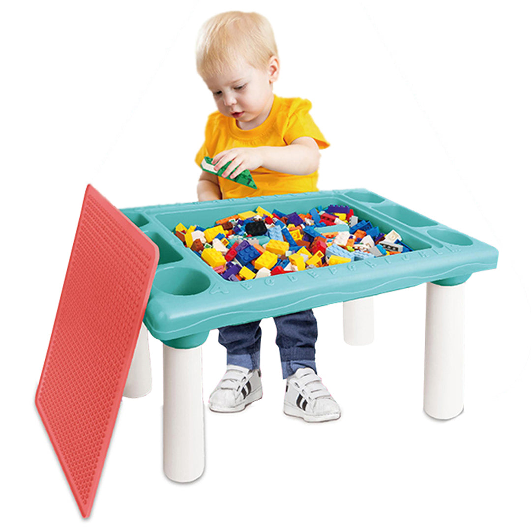 Multi-functional Toy Block Table with 300 Building Block Pieces