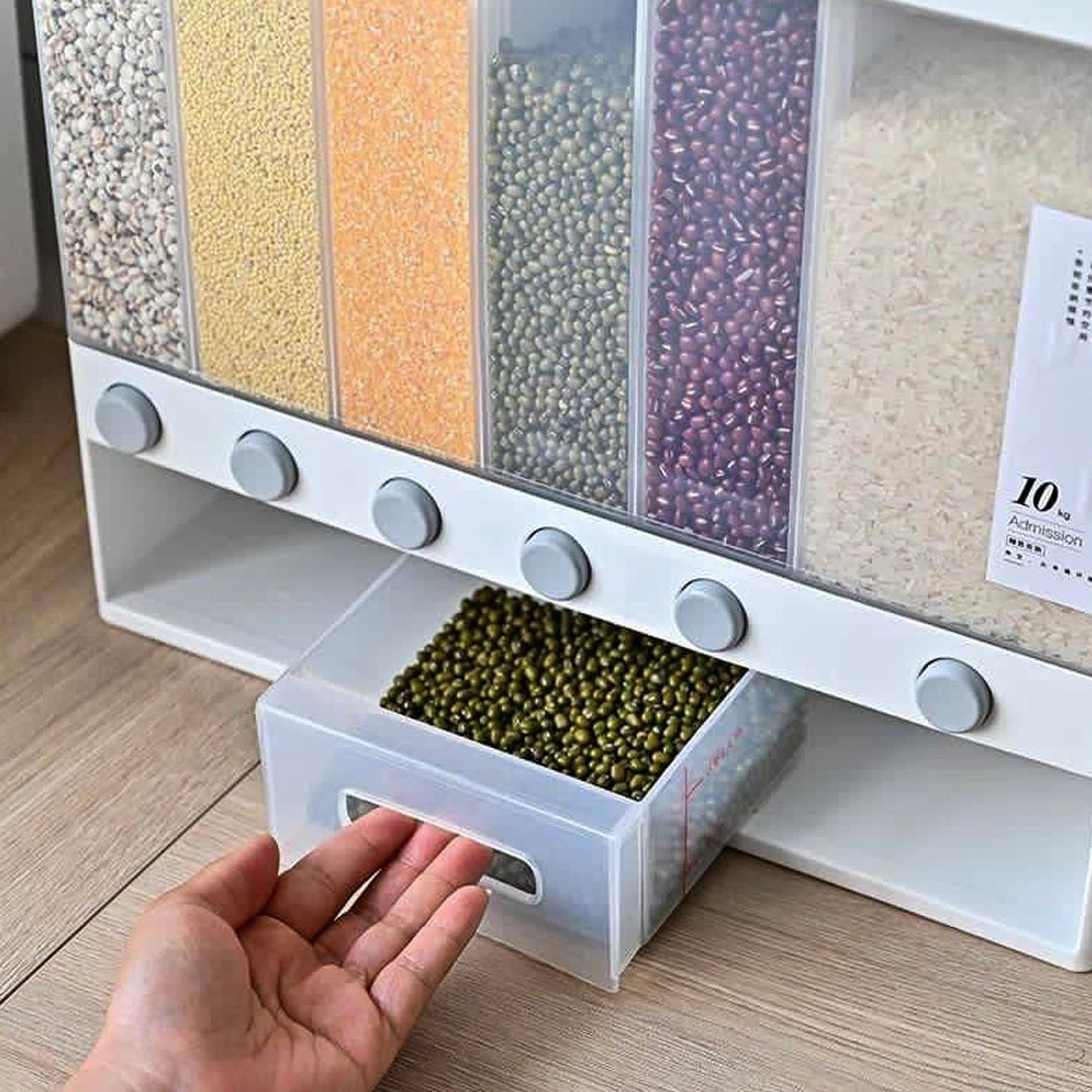 6 in1 Wall Mounted Cereal Dispenser Dry Food Storage Container