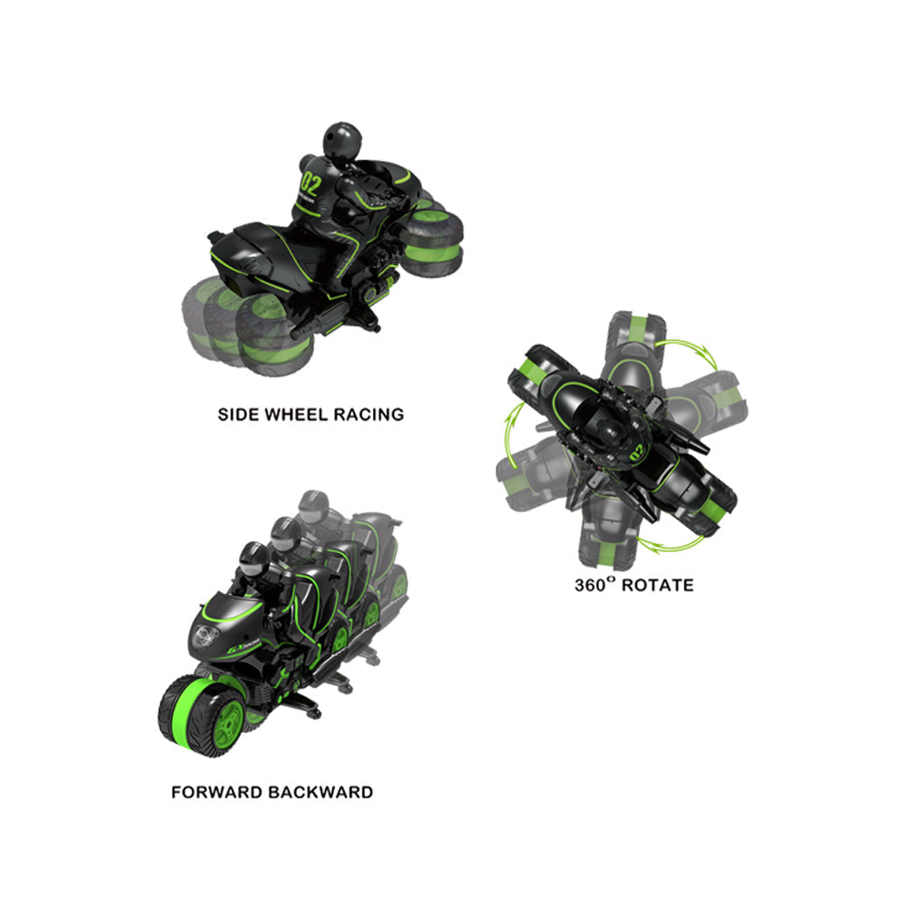 360° Spinning Action Rotating Drift RC Stunt Motorbike