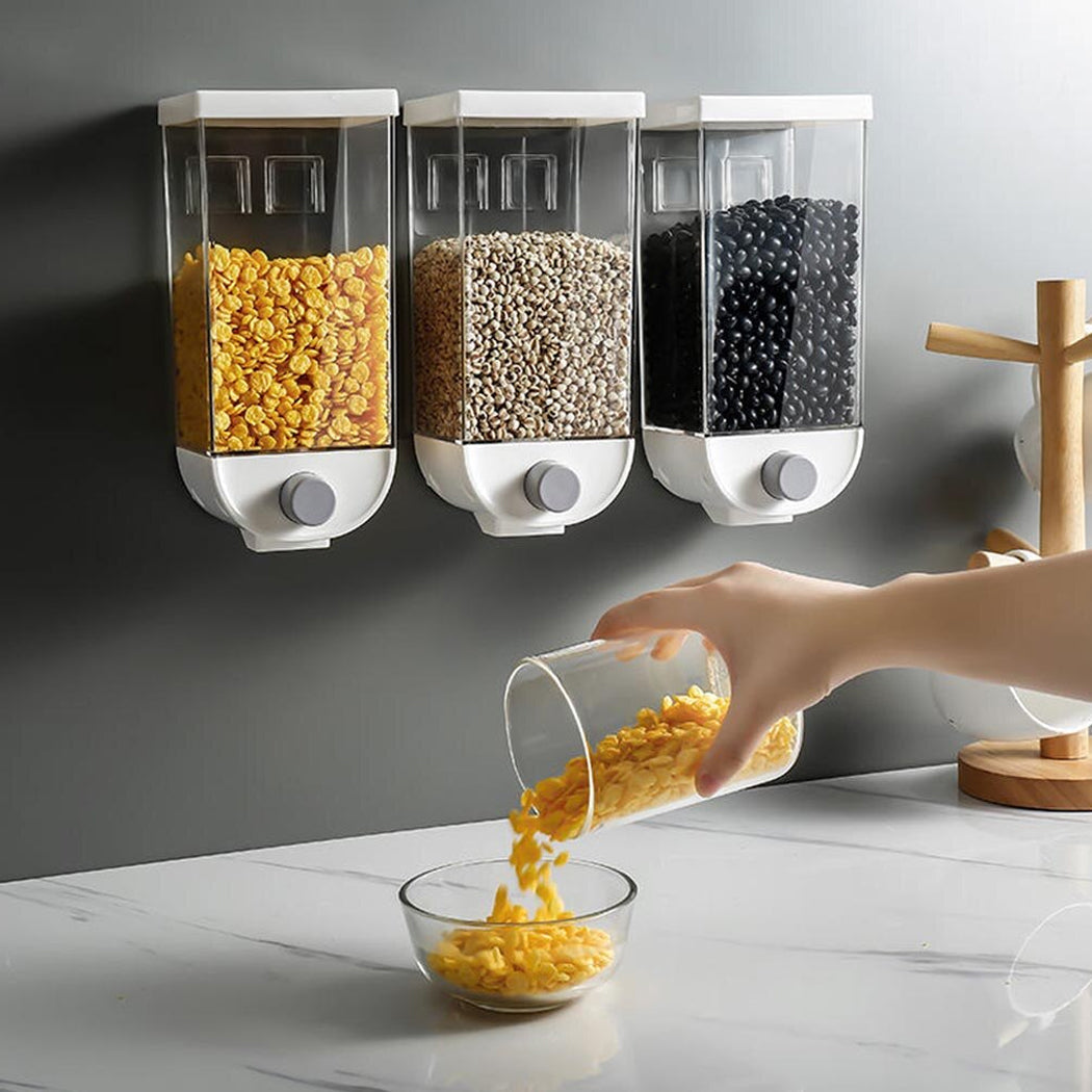 Wall Hanging Cereal Dispenser Kitchen Dry Food Grain Container
