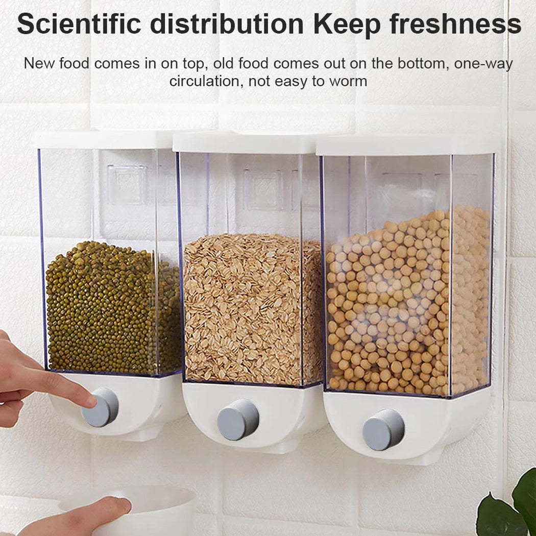 Wall Hanging Cereal Dispenser Kitchen Dry Food Grain Container
