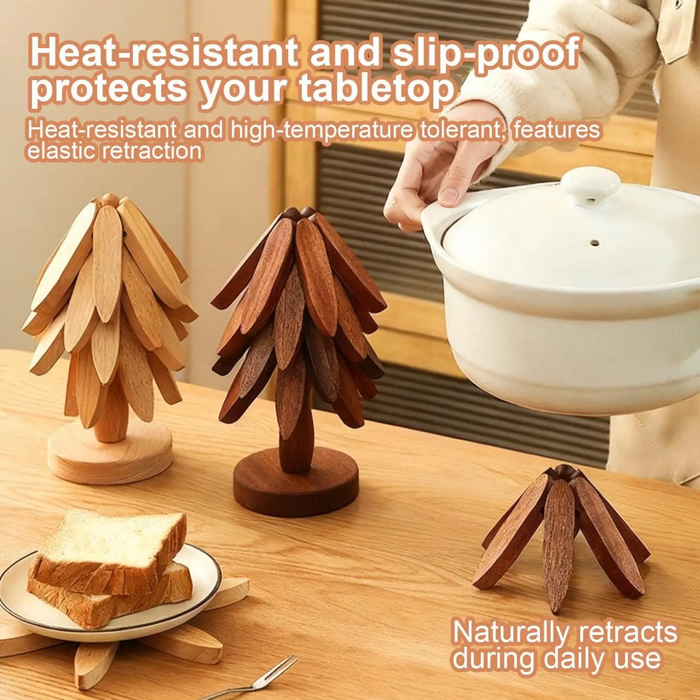 Foldable Wooden Tree Trivet