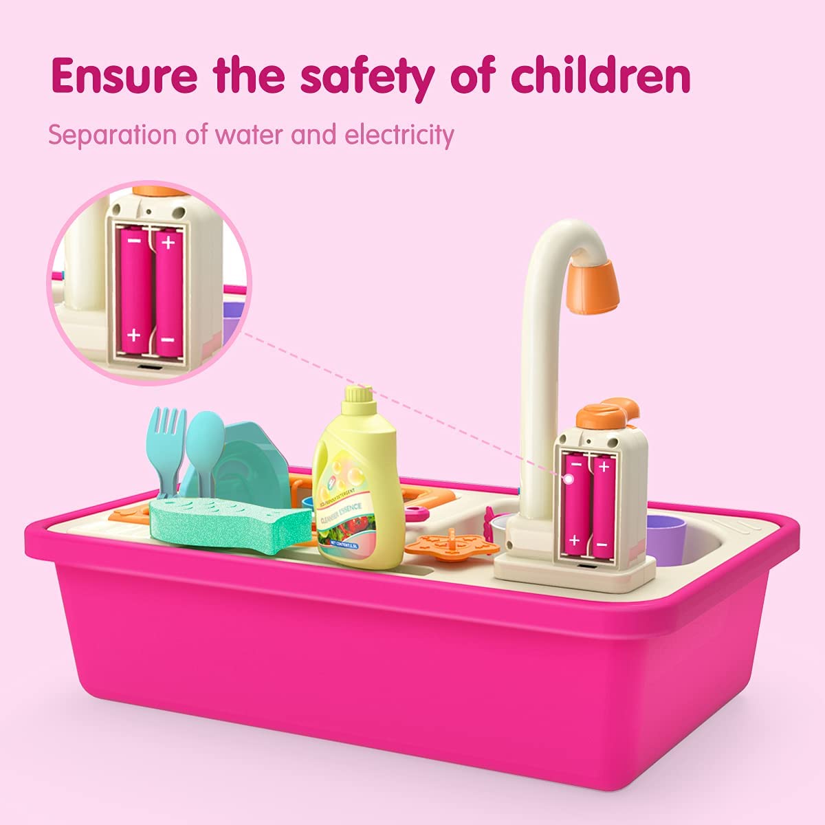 Kids Electric Kitchen Sink Playset