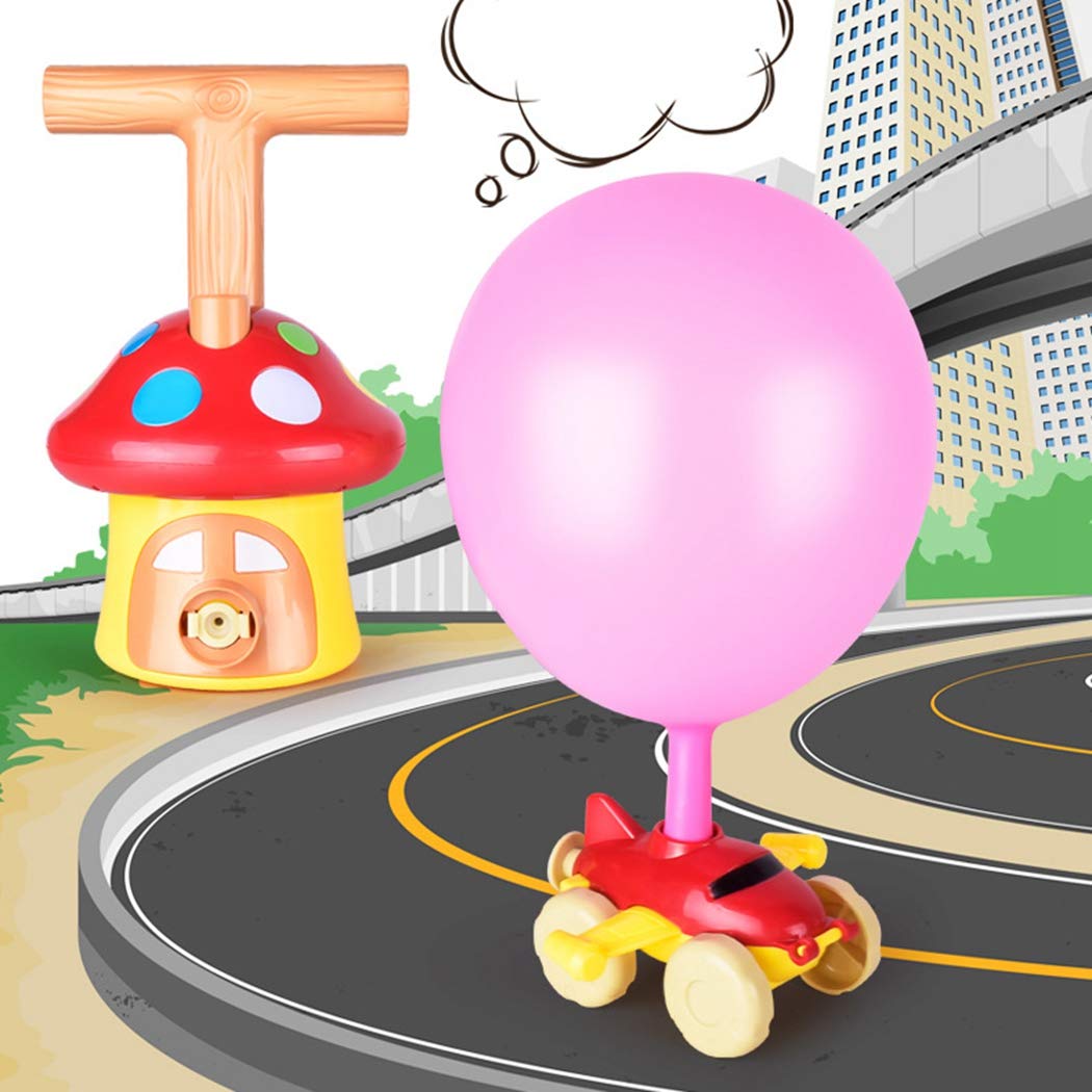Mushroom Balloon Powered Car Set With Flying Rocket Launcher
