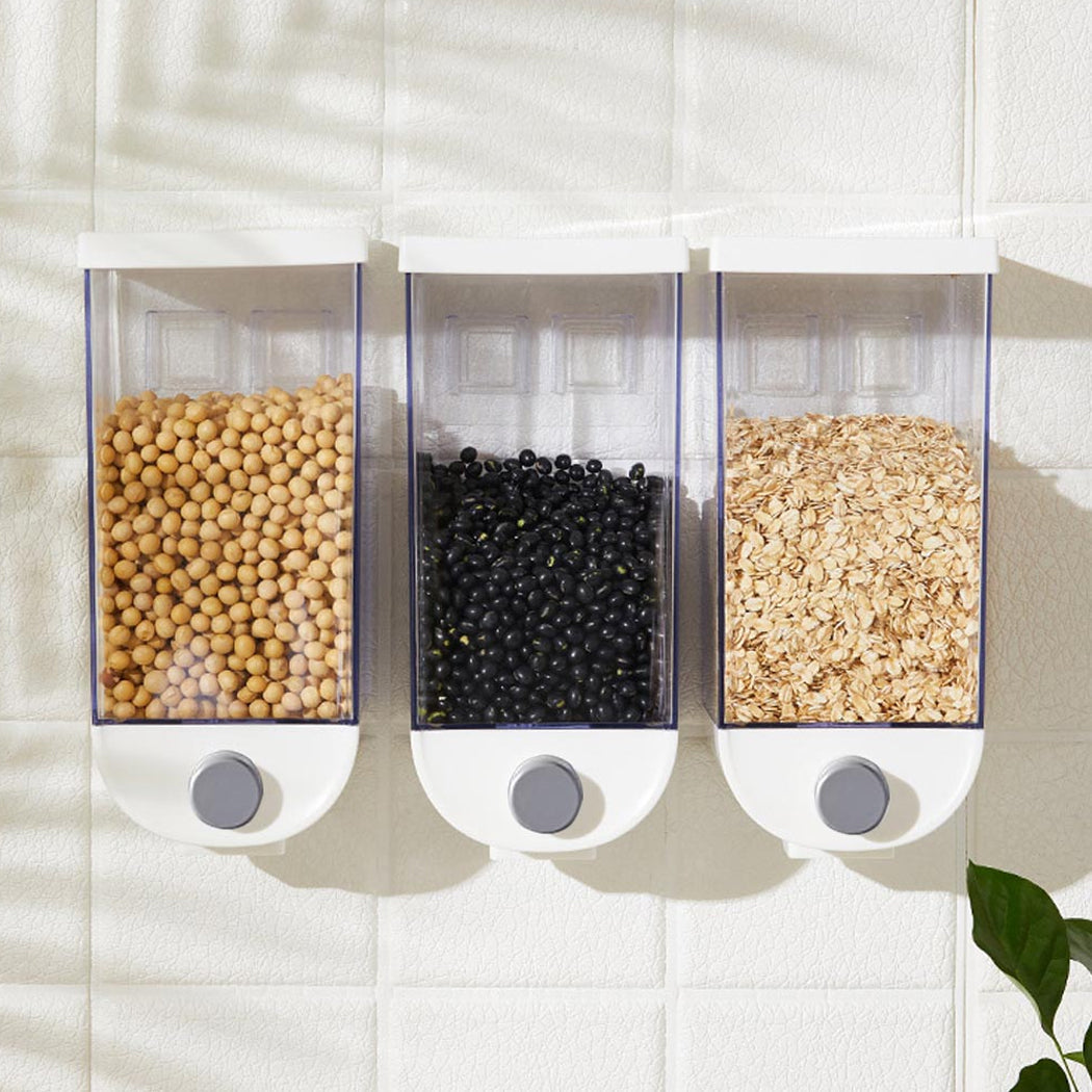 Wall Hanging Cereal Dispenser Kitchen Dry Food Grain Container