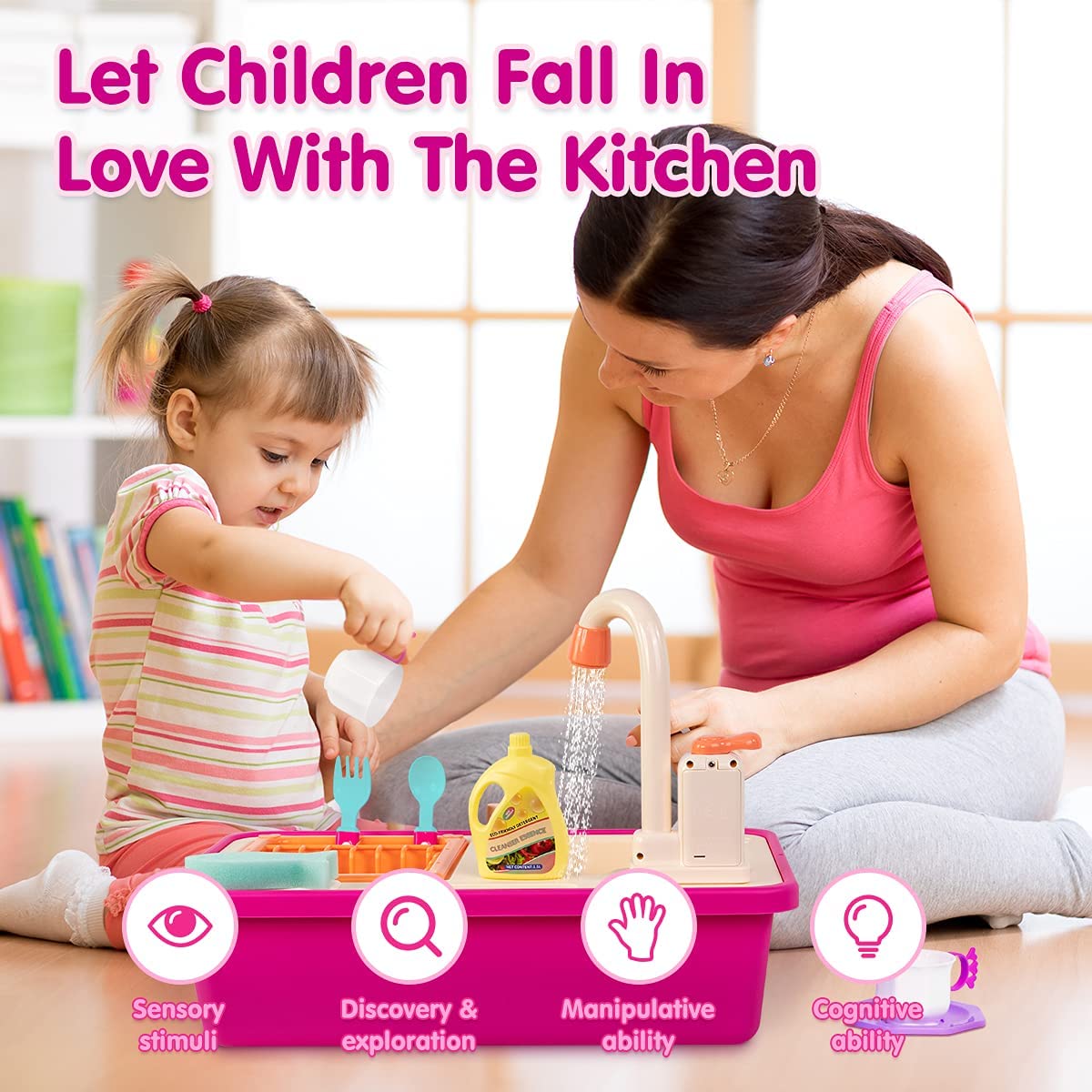 Kids Electric Kitchen Sink Playset