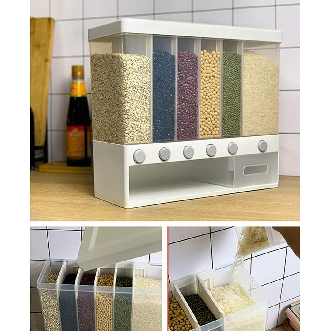 6 in1 Wall Mounted Cereal Dispenser Dry Food Storage Container