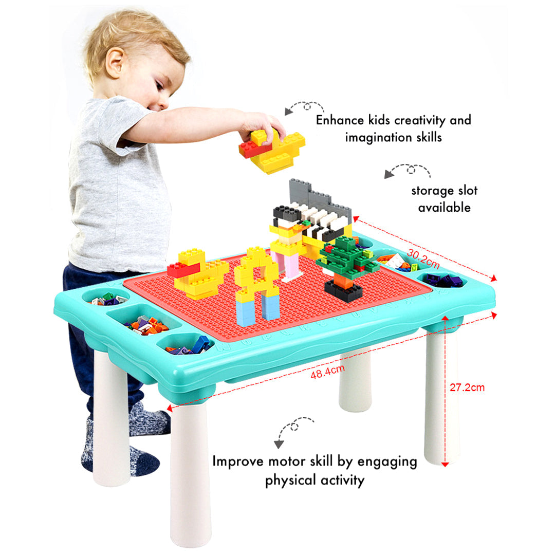 Multi-functional Toy Block Table with 300 Building Block Pieces