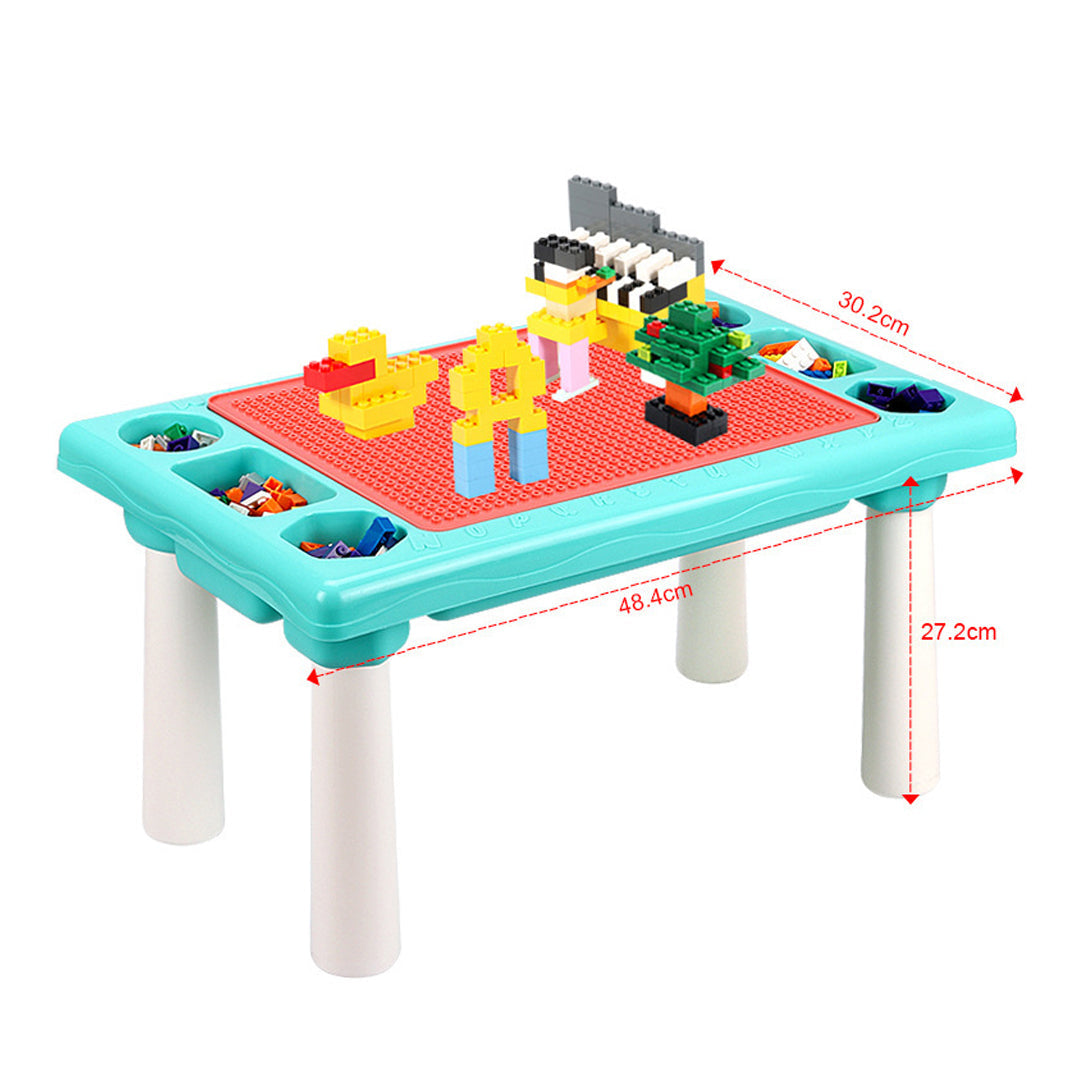 Multi-functional Toy Block Table with 300 Building Block Pieces