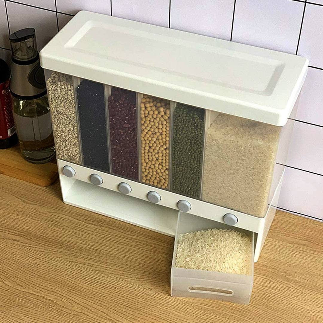 6 in1 Wall Mounted Cereal Dispenser Dry Food Storage Container