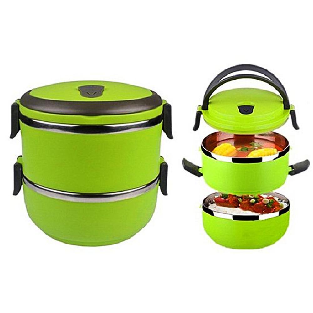 Multicolor 2 Layer Lunch Box Green - Techlojee