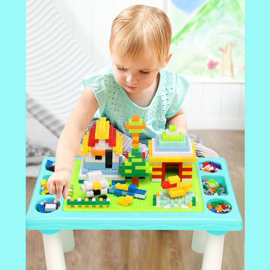 Multi-functional Toy Block Table with 300 Building Block Pieces