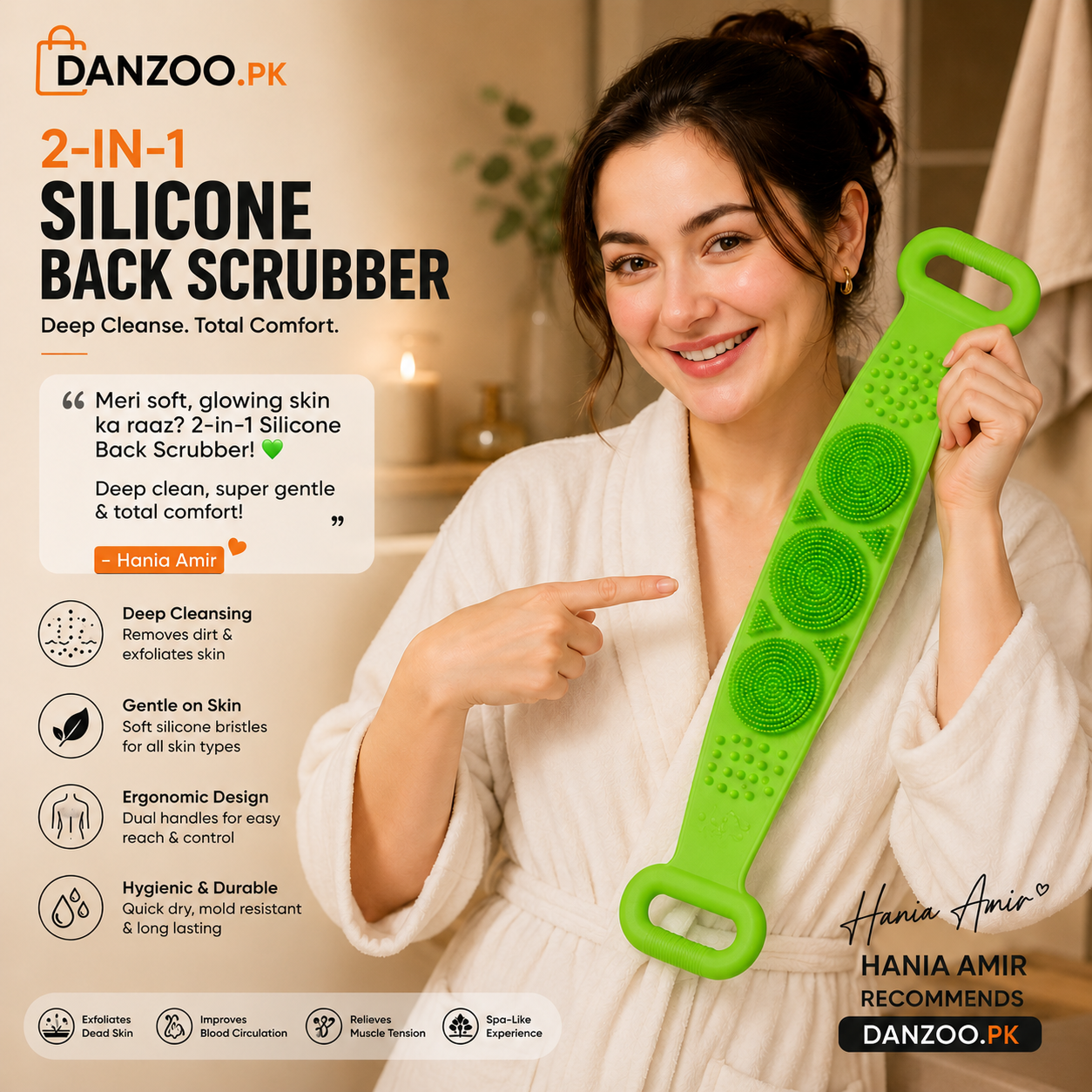 2-in-1 Silicone Back Scrubber and Bath Brush