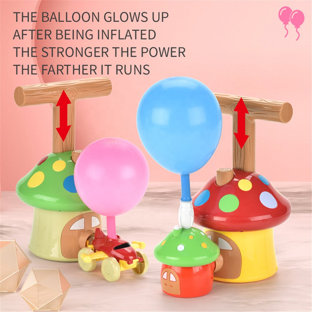 Mushroom Balloon Powered Car Set With Flying Rocket Launcher