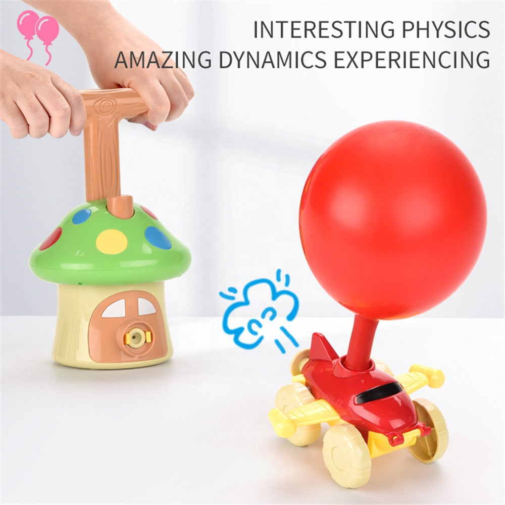 Mushroom Balloon Powered Car Set With Flying Rocket Launcher