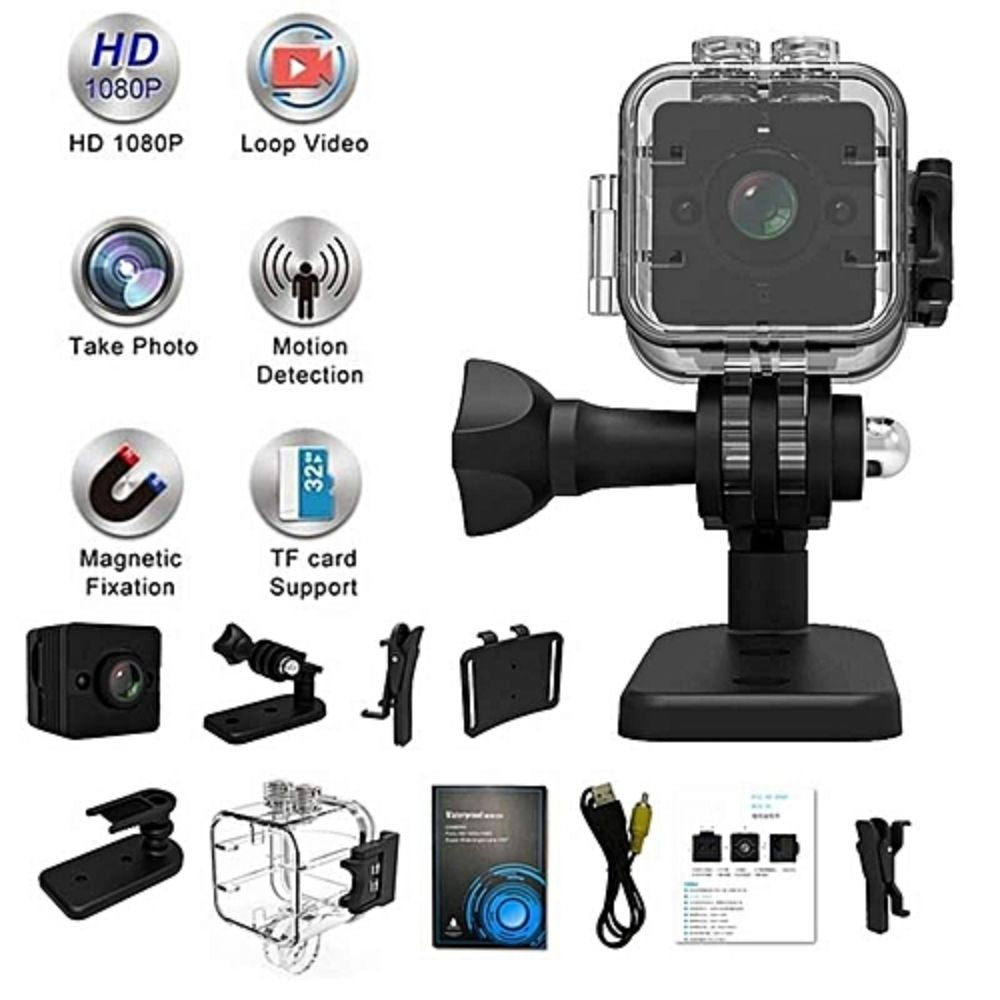 SQ12 WIDE ANGLE WATERPROOF MINI CAMERA 1080P HD - Techlojee