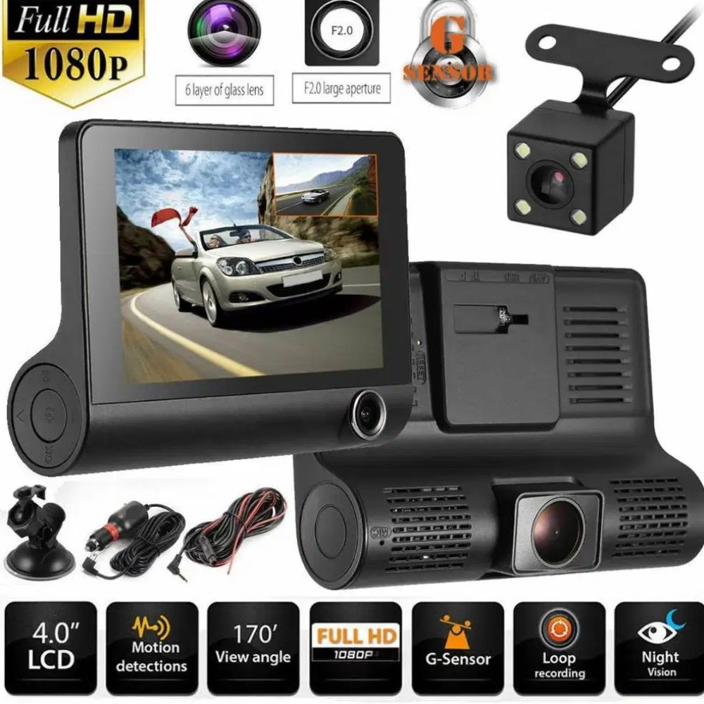 WDR Dashcam 3 Camera Lens Video Car DVR Full HD 1080P - Techlojee