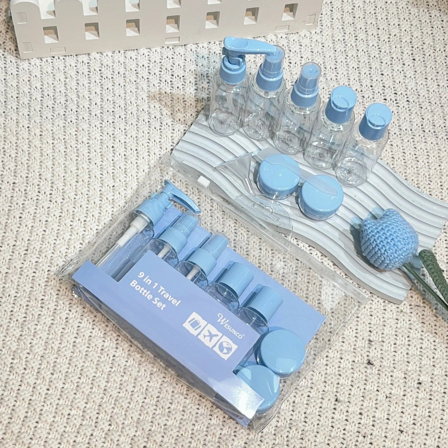 6 Pcs Travel Refillable Bottles Set with Pouch – Empty Toiletry Containers