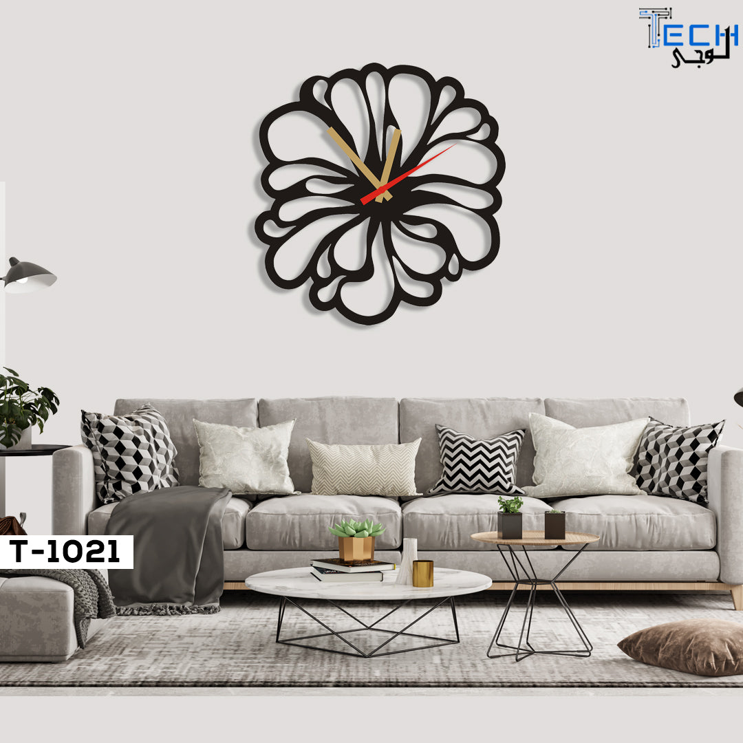Wooden wall clock T-1021 Flower