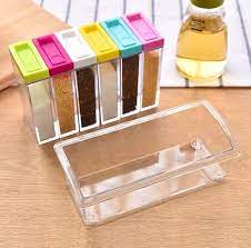 Seasoning Transparent Colorful Lid Kitchen Condiment Cruet Storage Container
