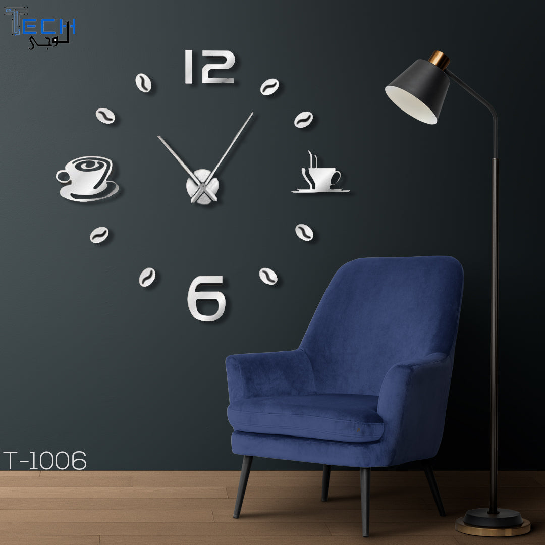 acrylic and wooden wall clock t-1006 cup of tea and biscuits
