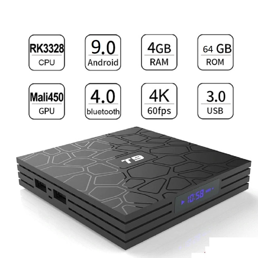Smart Box T9 4GB+64GB Quad Core 4K Ultra HD 9.0V - Techlojee